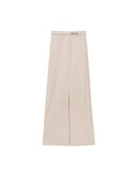 AIR SPACE Logo Embroidered Belted Straight Maxi Skirt
