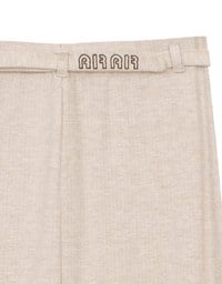 AIR SPACE Logo Embroidered Belted Straight Maxi Skirt