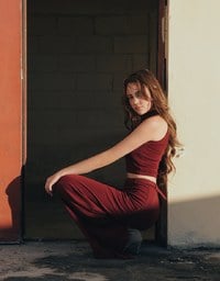 AIR SPACE Logo Embroidered Belted Straight Maxi Skirt