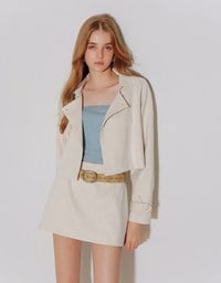 High Waist Faux Suede A Line Mini Skirt