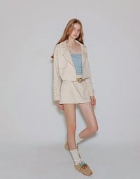 High Waist Faux Suede A Line Mini Skirt