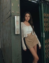 High Waist Faux Suede A Line Mini Skirt
