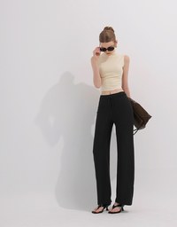 ドローストリング入りニットタイトパンツ