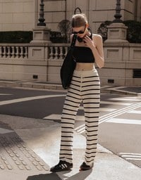 ドローストリング入りニットタイトパンツ