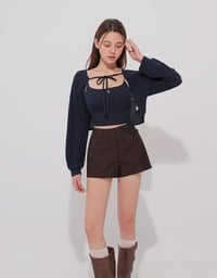 Tailored High Waist Shorts with AIR SPACE Logo Embroidery