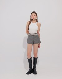 Tailored High Waist Shorts with AIR SPACE Logo Embroidery