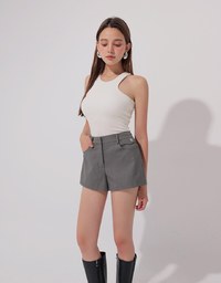 Tailored High Waist Shorts with AIR SPACE Logo Embroidery