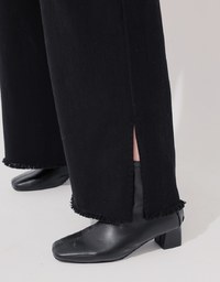 ダメージカットオフサイドスリットストレートデニムパンツ