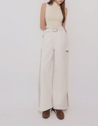 ダメージカットオフサイドスリットストレートデニムパンツ