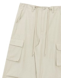 Drawstring Waist Wide Leg Cargo Pants with Pockets