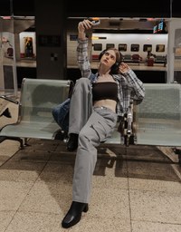 Drawstring Waist Wide Leg Cargo Pants with Pockets