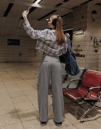 Drawstring Waist Wide Leg Cargo Pants with Pockets