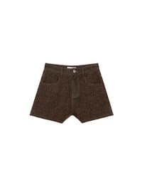 High Waist Leopard Print Jeans Denim Shorts with Pockets