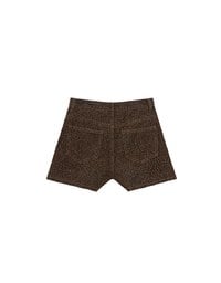 High Waist Leopard Print Jeans Denim Shorts with Pockets