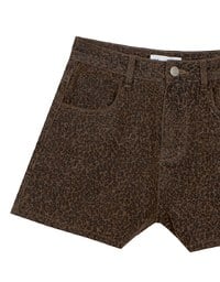 High Waist Leopard Print Jeans Denim Shorts with Pockets