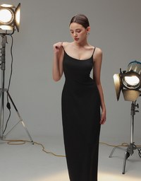 Spaghetti Strap Back Cut Out Padded Cami Maxi Dress