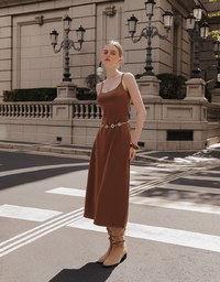 極盛りバックオープンスリット入りキャミマキシワンピ(パッド付き)