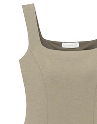 Classic Square Neck Wide Strap Fitted Padded Mini Dress