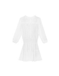 Sheer Chiffon Lace Trim Long Sleeve Mini Dress