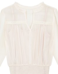 Sheer Chiffon Lace Trim Long Sleeve Mini Dress