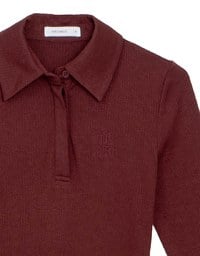 Fitted Ribbed Polo Neck Knit Mini Dress with AIR SPACE Logo Embroidery