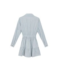 Collared Waist Cinched Button Front Shirt Mini Dress with AIR SPACE Logo Embroidered
