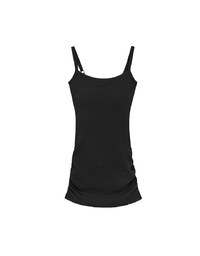 Spaghetti Strap Plain Bodycon Mini Dress with Ruched Hemline