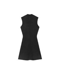 Mock Neck Sleeveless Ribbed Knit Mini Dress