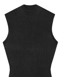 Mock Neck Sleeveless Ribbed Knit Mini Dress