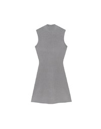 Mock Neck Sleeveless Ribbed Knit Mini Dress