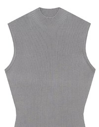 Mock Neck Sleeveless Ribbed Knit Mini Dress