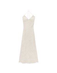 V Neck Halter Faux Suede Spaghetti Strap Cami Padded Maxi Dress