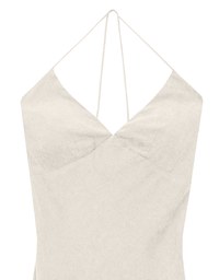 V Neck Halter Faux Suede Spaghetti Strap Cami Padded Maxi Dress