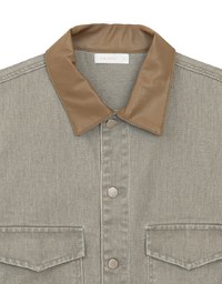 Raw Hem Crop Jeans Denim Jacket with Contrast Collar