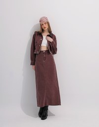 Raw Hem Crop Jeans Denim Jacket with Contrast Collar