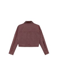 Raw Hem Crop Jeans Denim Jacket with Contrast Collar