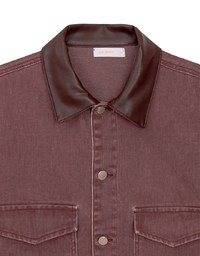 Raw Hem Crop Jeans Denim Jacket with Contrast Collar