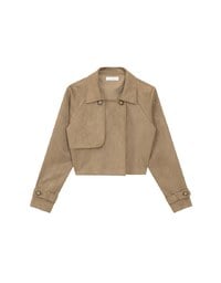 Classic Collar Faux Suede Cropped Trench Jacket