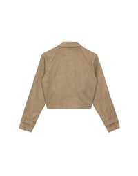 Classic Collar Faux Suede Cropped Trench Jacket