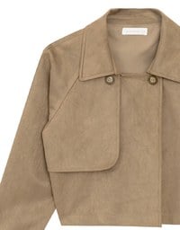 Classic Collar Faux Suede Cropped Trench Jacket