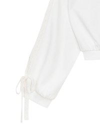 Lace Trim Drawstring Sleeve Cropped Cardigan and Elastic Waist A Line Mini Skirt Set Wear
