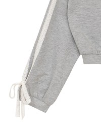 Lace Trim Drawstring Sleeve Cropped Cardigan and Elastic Waist A Line Mini Skirt Set Wear