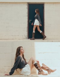 Cropped Knit Tie Front Cardigan with AIR SPACE Logo Embroidered Cami Padded Top Set Wear