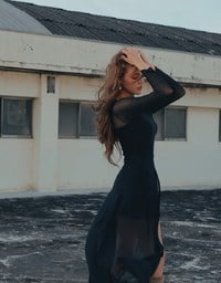 One Shoulder Sheer Mesh Panel Long Sleeve Padded Maxi Dress