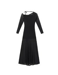 One Shoulder Sheer Mesh Panel Long Sleeve Padded Maxi Dress