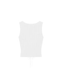 Ribbed Knit V Neck Lace Up Sleeveless Crop Top