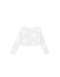 フラワーカットアウトクロップドニットトップス