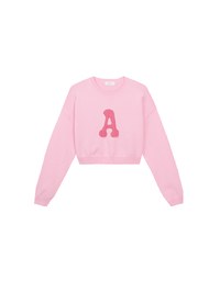 Fuzzy Letter Embroidered Cropped Knit Sweater