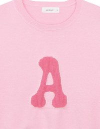Fuzzy Letter Embroidered Cropped Knit Sweater