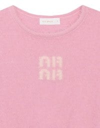 Fluffy Knit Short Sleeve Crop Top with AIR SPACE Logo Embroidered